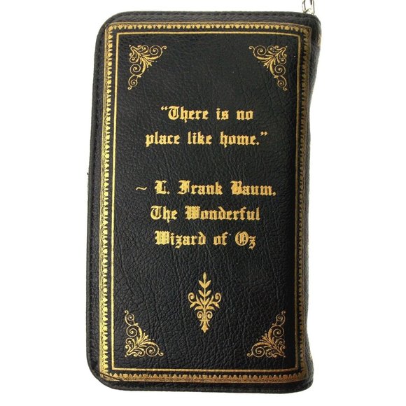 Wizard of Oz Wallet Wristlet Black Gold Zip Up Gift No Place Like Home Purse - Picture 3 of 5